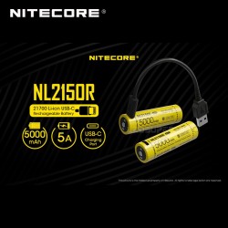 Nitecore NL2150R 5000mAh USB-C Rechargeable 21700 Battery Nitecore NL2150R 5000mAh USB-C Rechargeable 21700 Battery
