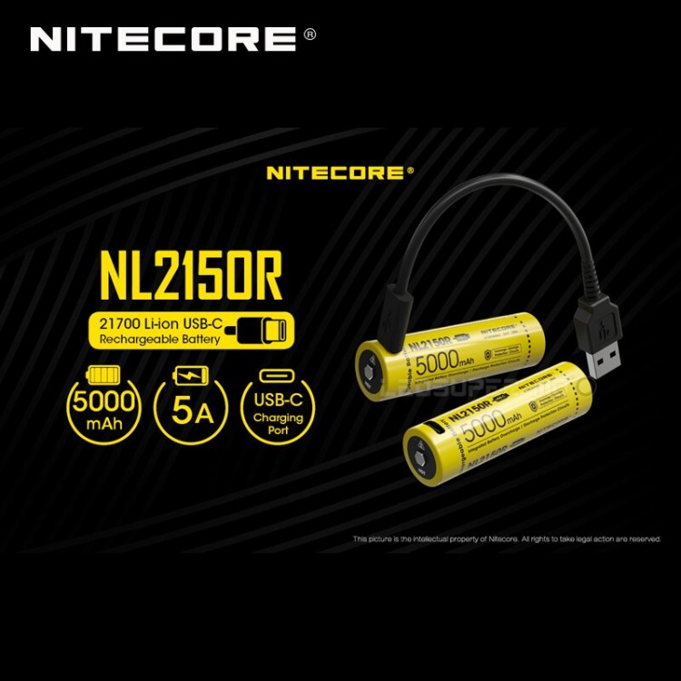 Nitecore NL2150R 5000mAh USB-C Rechargeable 21700 Battery Nitecore NL2150R 5000mAh USB-C Rechargeable 21700 Battery
