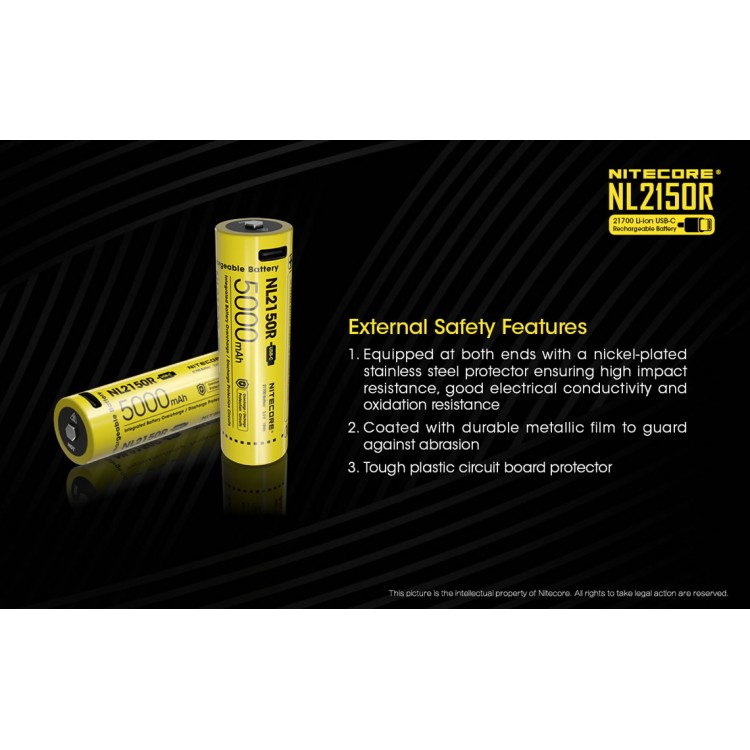 Nitecore NL2150R 5000mAh USB-C Rechargeable 21700 Battery Nitecore NL2150R 5000mAh USB-C Rechargeable 21700 Battery