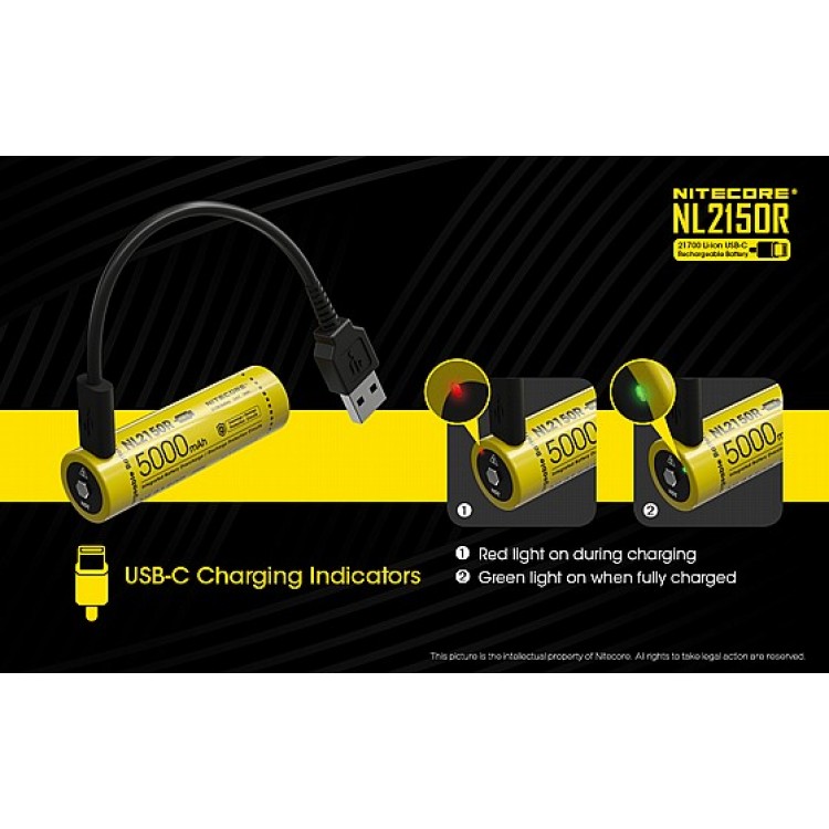Nitecore NL2150R 5000mAh USB-C Rechargeable 21700 Battery Nitecore NL2150R 5000mAh USB-C Rechargeable 21700 Battery
