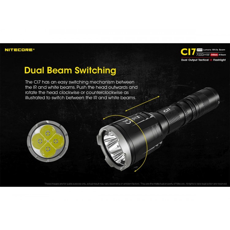 Nitecore CI7 2500 Lumen Infrared Flashlight with IR Illuminator Nitecore CI7 2500 Lumen Infrared Flashlight with IR Illuminator