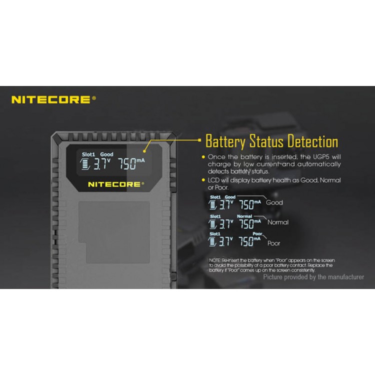 Nitecore UGP5 Dual Slot Charger, for GoPro Hero5 Battery Nitecore UGP5 Dual Slot Charger, for GoPro Hero5 Battery