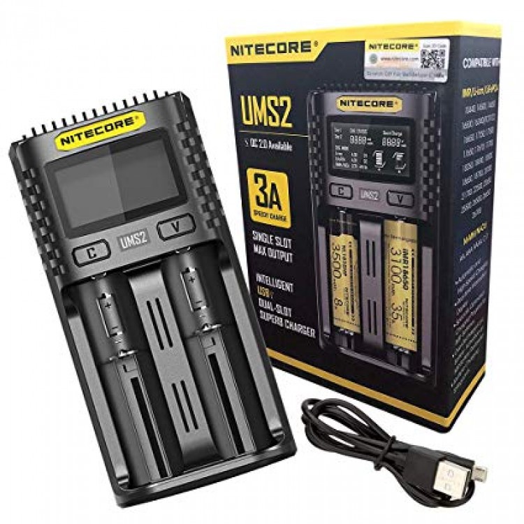 Nitecore UMS2 מטען סוללות מהיר שני ערוצים Nitecore UMS2 מטען סוללות מהיר שני ערוצים