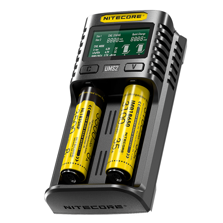 Nitecore UMS2 מטען סוללות מהיר שני ערוצים Nitecore UMS2 מטען סוללות מהיר שני ערוצים